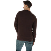 Timberland Herrenpullover in Dunkelbraun mit glatter Strickstruktur und Rundhalsausschnitt, Vorderansicht
