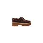 Timberland women leather lace ups shoes bordeaux featuring brown leather timberland boat shoe with chunky tan sole and gold eyelets