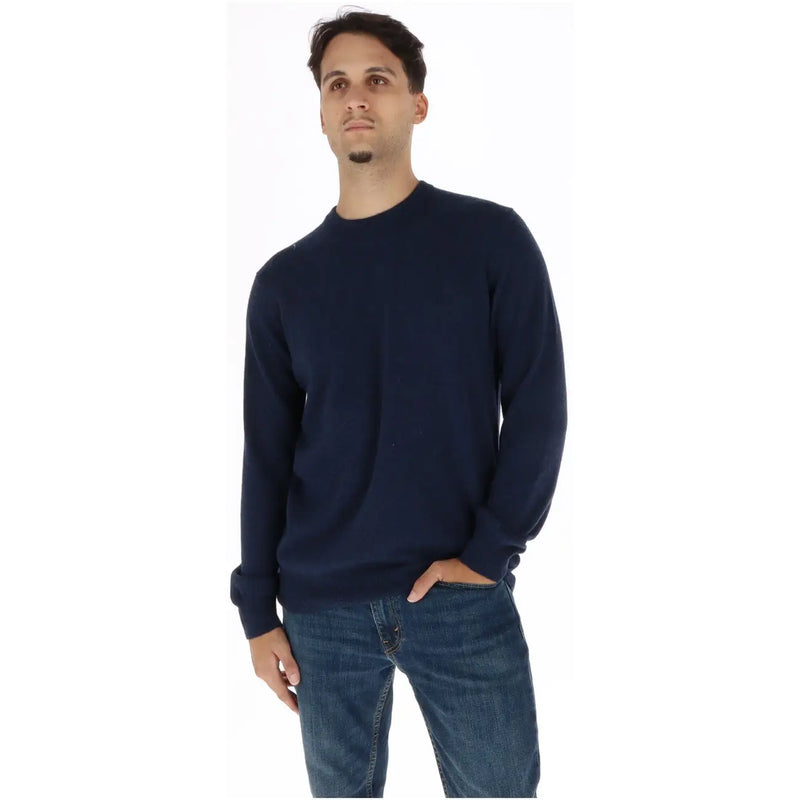 Timberland Herren-Wollpullover in Marineblau mit Rundhalsausschnitt und gerippten Bündchen, Vorderansicht