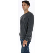 Timberland Herren-Wollpullover in Dunkelgrau meliert mit kleinem schwarzen Logo auf der linken Brust, Vorderansicht