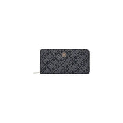Black Tommy Hilfiger print zip wallet for women with gold-tone logo