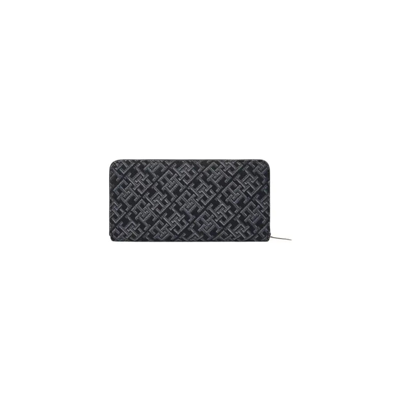Black Fendi Zip-Around Wallet with Silver Monogram Print
