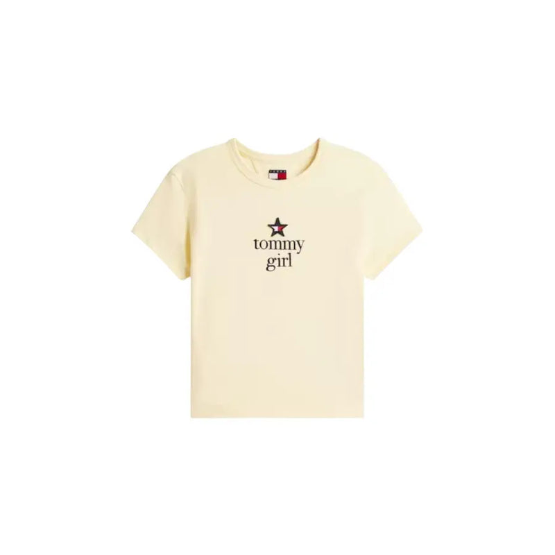 Tommy Hilfiger cream tommy girl short-sleeve t-shirt with black star embroidery