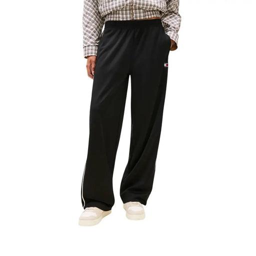 Tommy Hilfiger black women’s track pants with white stripes