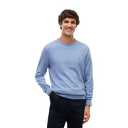 Tommy Hilfiger Kaschmirpullover für Herren in Hellblau mit kleinem, gesticktem Logo auf der linken Brust, Vorderansicht