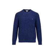 Tommy Hilfiger Kaschmirpullover für Herren in marineblauem, strukturiertem Strick mit kleinem, gesticktem Logo, Vorderansicht