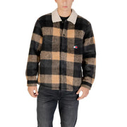 Men’s beige and black plaid collared jacket with sherpa lining from Tommy Hilfiger