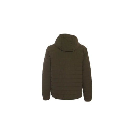 Tommy Hilfiger Olivgrüne, gesteppte Herren-Denimjacke mit Kapuze und elegantem, modernem Design für Herbst und Winter