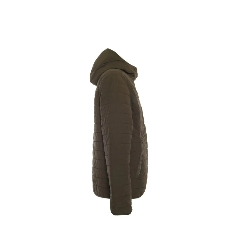 Tommy Hilfiger Grüne, gesteppte Herren-Denimjacke mit Kapuze und elegantem, modernem Design für Herbst und Winter