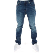 Tommy Hilfiger Herrenjeans aus dunkelblauem Denim mit schmaler Passform und dezenter Waschung an den Oberschenkeln, Vorderansicht