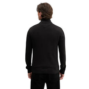 Schwarzer Tommy Hilfiger Herren-Strickpullover mit gerippten Bündchen und Saum aus 100 % Baumwolle
