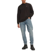 Men’s black long-sleeved crewneck sweatshirt with white logo from Tommy Hilfiger Jeans
