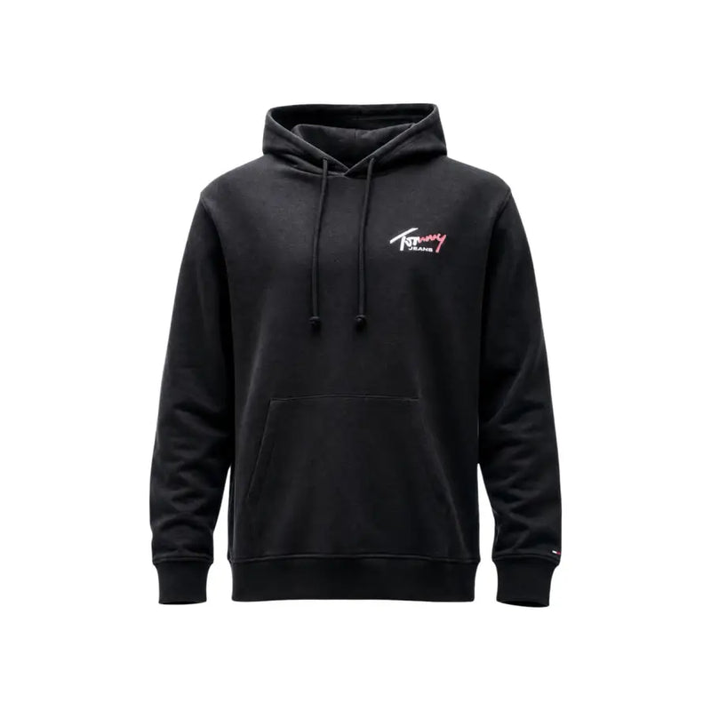 Schwarzer Tommy Hilfiger Jeans Herren-Hoodie aus Bio-Baumwolle mit dezent gesticktem Logo auf der Brust
