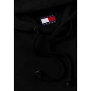 Schwarzer Tommy Hilfiger Jeans Herren-Hoodie aus Bio-Baumwolle mit klassischem rot-weiß-blauem Flaggenlogo am Halsausschnitt