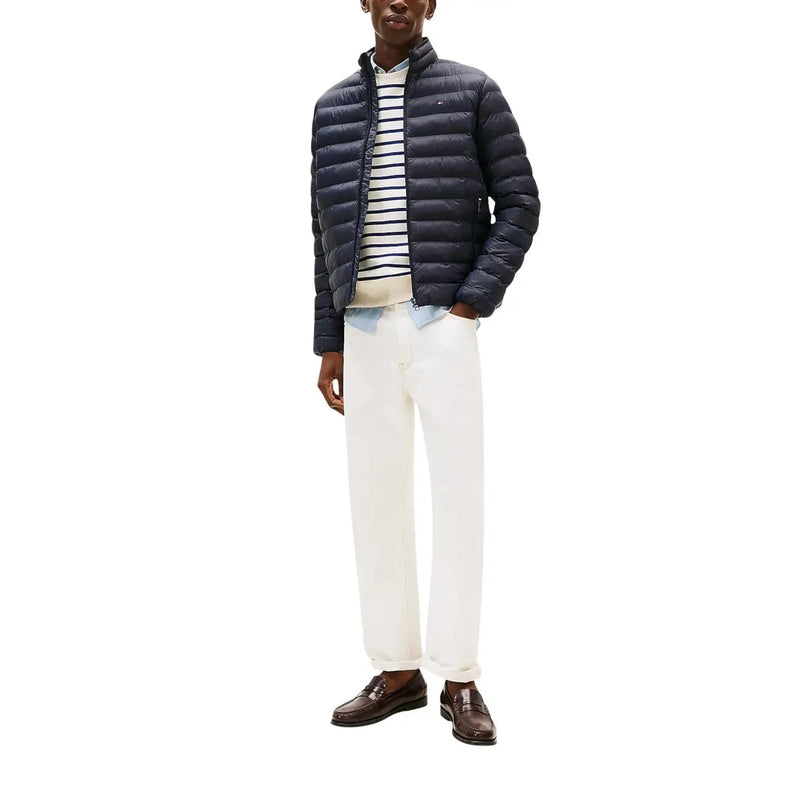 Marineblaue gesteppte Nylon-Reißverschlussjacke für Herren von Tommy Hilfiger Jeans DM0DM20658 mit Pufferdesign