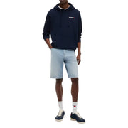 Marineblaues Tommy Hilfiger Jeans-Sweatshirt für Herren aus Bio-Baumwolle mit kleinem, gesticktem Logo auf der Brust