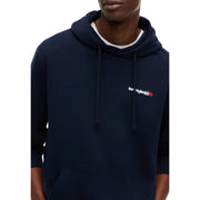 Marineblauer Tommy Hilfiger Jeans-Hoodie für Herren mit weißem und rotem Logo auf der Brust, aus Bio-Baumwolle