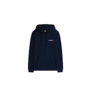 Marineblau Tommy Hilfiger Jeans Herren-Sweatshirt-Hoodie aus blauer Bio-Baumwolle mit kleinem Brustlogo und Kordelzug