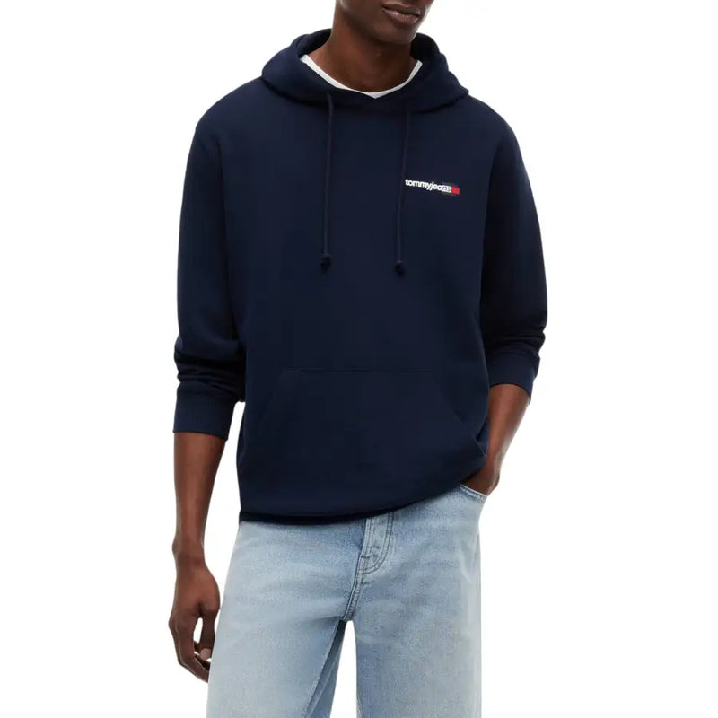 Marineblau Tommy Hilfiger Jeans Herren-Sweatshirt mit weißem und rotem Logo aus Bio-Baumwolle
