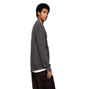 Tommy Hilfiger Jeans Herren-Strickpullover in Grau mit Rundhalsausschnitt, strukturierter anthrazitgrauer Strickjacke und gerippten Bündchen