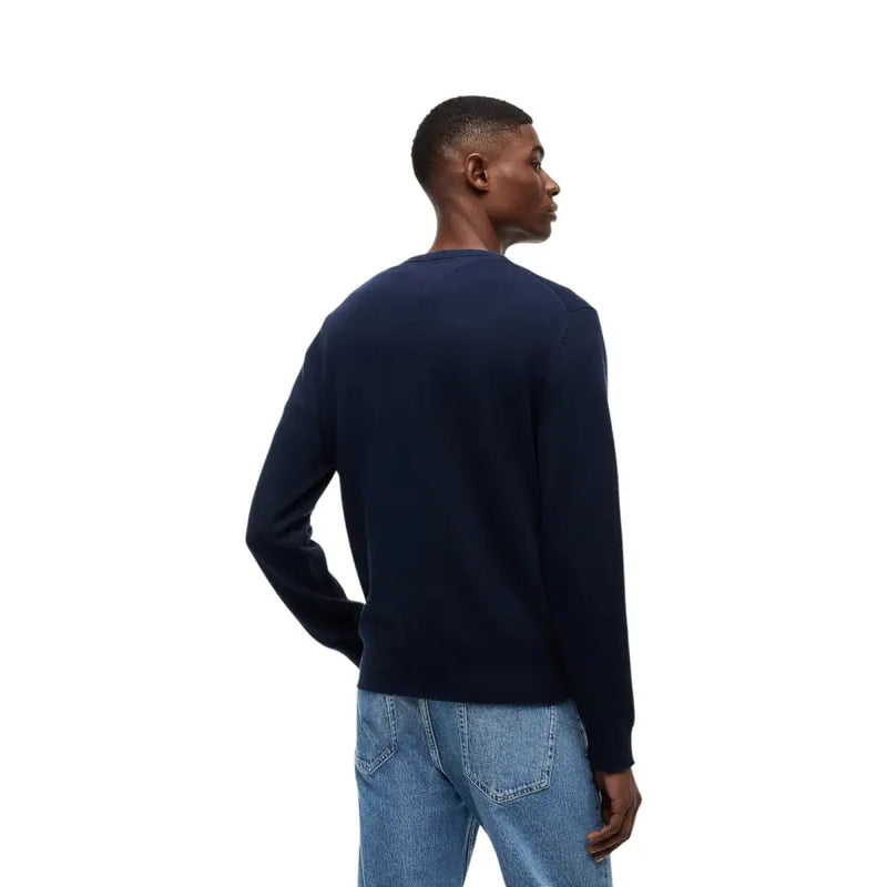 Marineblauer Rundhalspullover von Tommy Hilfiger Jeans Herrenstrickwaren aus blauer Bio-Baumwolle