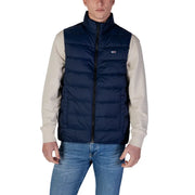Tommy Hilfiger Jeans Ärmellose Herrenjacke, marineblaue Steppweste mit schwarzem Reißverschluss und Logo auf der Brust