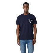 Marineblau Tommy Hilfiger Jeans Männer t-shirt mit kurzen Ärmeln und einem weißen Logodruck auf der Brust