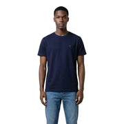 Marineblau Tommy Hilfiger Jeans Männer t-shirt mit Rundhalsausschnitt und kleinem Logo auf der linken Brust für lässige Kleidung