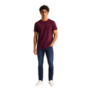 Kastanienbraun Tommy Hilfiger Jeans Herren Kurzarm t-shirt mit dezentem, gesticktem Logo auf der Brust