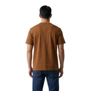Tommy Hilfiger Jeans men brown cotton t shirt with a plain design, round neck, and short sleeves
