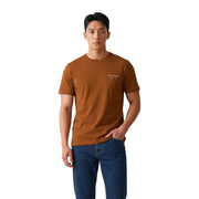 A men’s brown Tommy Hilfiger cotton short-sleeve t-shirt with a round neck and subtle embroidered chest logo