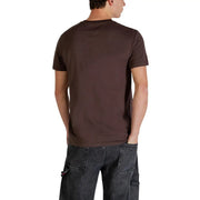 Tommy Hilfiger Jeans men t-shirt in dark brown short-sleeved crew neck with smooth fabric texture