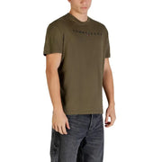 Olivgrüne Tommy Hilfiger Jeans für Herren t-shirt mit dezentem schwarzem Logo aus Baumwollmaterial auf der Brust