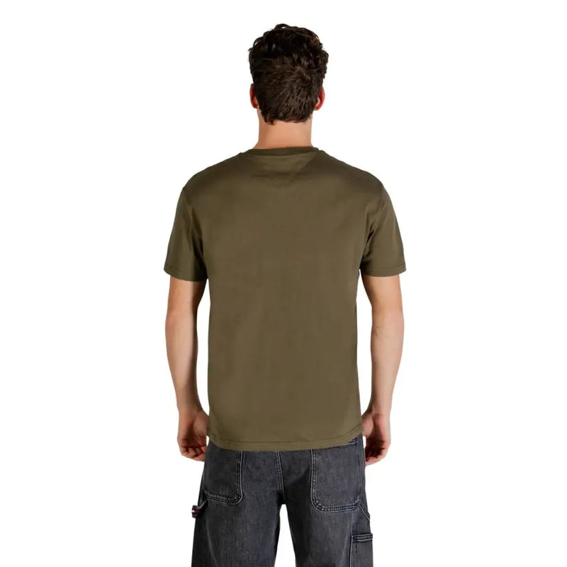 Olivgrünes, kurzärmeliges Baumwollshirt mit Rundhalsausschnitt t-shirt für Herren von Tommy Hilfiger Jeans