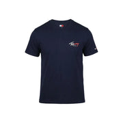 Marineblau Tommy Hilfiger Jeans Männer t-shirt mit weißem und rotem, gesticktem Logo auf der Brust