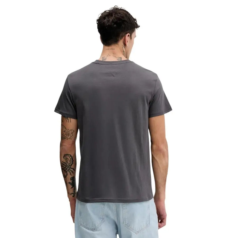 Tommy Hilfiger Jeans Männer t-shirt Dunkelgraues, kurzärmeliges Oberteil mit Rundhalsausschnitt aus weichem Baumwollstoff
