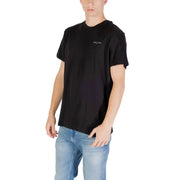 Tommy Hilfiger Jeans Männer t-shirt aus schwarzem Baumwollstoff mit einem kleinen weißen Logo auf der Brust
