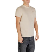 Beige Tommy Hilfiger Jeans für Herren t-shirt mit Rundhalsausschnitt und dezentem, gesticktem Logo auf der Brust