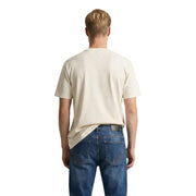Beigefarbenes, kurzärmeliges Baumwollhemd t-shirt mit Rundhalsausschnitt von Tommy Hilfiger Jeans Herrenkollektion aus Bio-Baumwolle