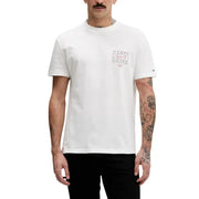 Tommy Hilfiger Jeans Männer t-shirt Aus weißem Baumwollstoff mit dezentem rechteckigem Logo-Patch auf der Brust und Markenetikett am Ärmel.