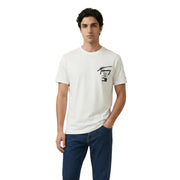 Tommy Hilfiger Jeans Männer t-shirt Weißer Baumwollstoff mit schwarzem Grafiklogo auf der linken Brust für Freizeitkleidung