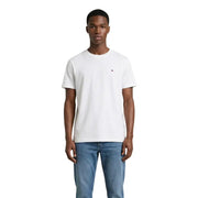 Weiß Tommy Hilfiger Rundhalsausschnitt aus Baumwolle t-shirt für Herren mit einem kleinen Logo auf der linken Brust von Tommy Hilfiger Jeans