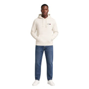 Tommy Hilfiger Jeans Weißes Herren-Sweatshirt aus Bio-Baumwolle mit cremefarbener Levi's-Kapuzenjacke und kleinem Logo auf der Brust