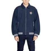 Men’s navy blue bomber jacket with white striped hem and cuffs from Tommy Hilfiger Jeans