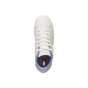 Tommy Hilfiger jeans white leather women sneakers with lavender accents and classic lace-up design