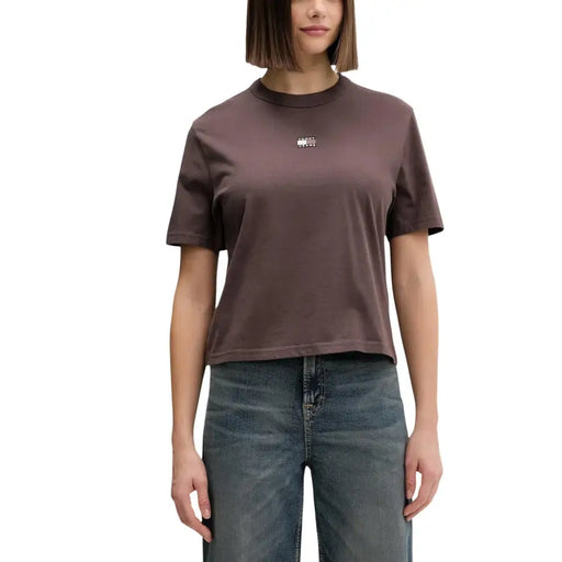 Tommy Hilfiger Damen-Crop-Top aus blauer Bio-Baumwolle t-shirt mit weißem Logo