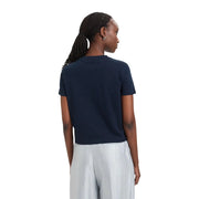 Marineblaues Kurzarmhemd Tommy Hilfiger Jeans Damen-T-Shirt aus Bio-Baumwolle mit Rundhalsausschnitt