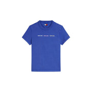 Königsblau Tommy Hilfiger Jeans Frauen t-shirt aus Bio-Baumwolle mit weißem Logo und Ärmelemblem