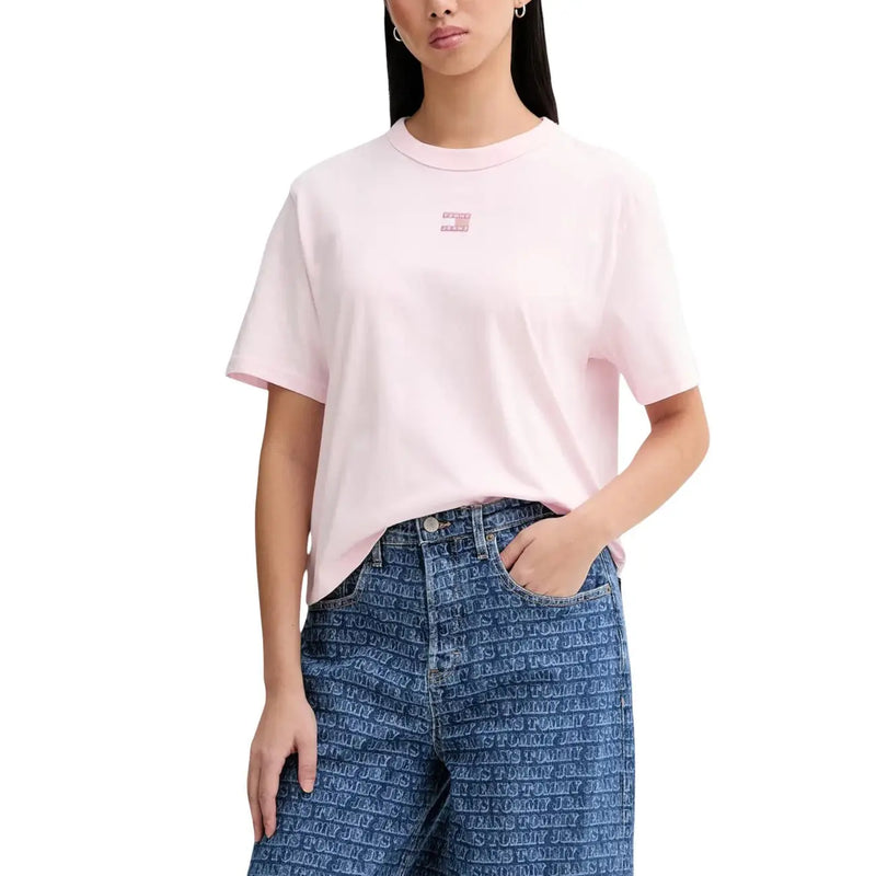 Tommy Hilfiger womens blue organic cotton short-sleeved crew neck t-shirt with logo