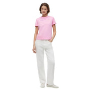 Tommy Hilfiger Jeans Rosa Damen-T-Shirt aus Bio-Baumwolle mit kurzen Ärmeln und dezentem, gesticktem Logo auf der Brust